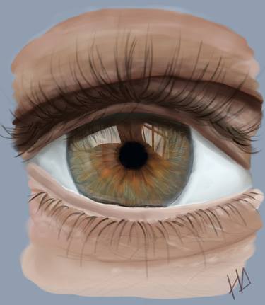Digital drawing of a realistic eye thumb