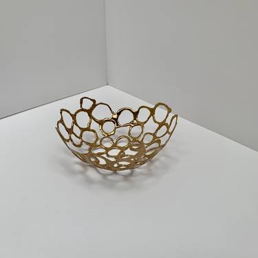 Elegant fragile clay basket with golden layer thumb