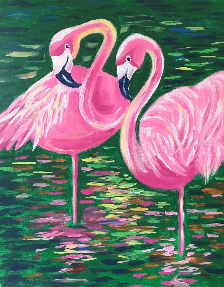 Pink Flamingo Painting by Nadia Vysochanskaya