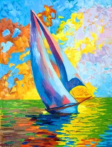 Original Sailboat Paintings by Nadia Vysochanskaya