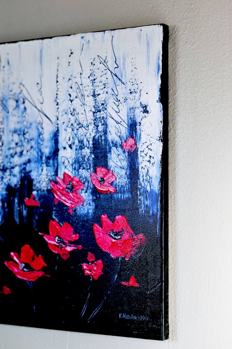 Original Abstract Floral Painting by Natalia Karapunarly