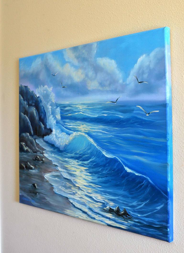 Original Fine Art Beach Painting by Natalia Karapunarly