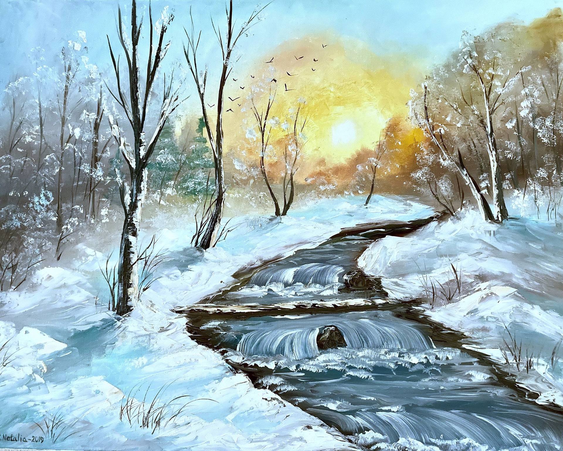 winter sunrise painting