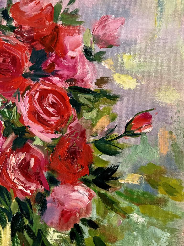 Original Abstract Floral Painting by Natalia Karapunarly