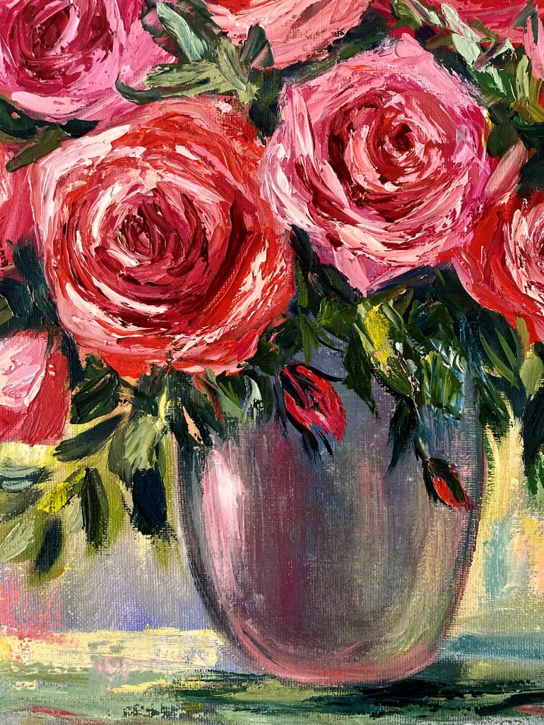 Original Abstract Floral Painting by Natalia Karapunarly