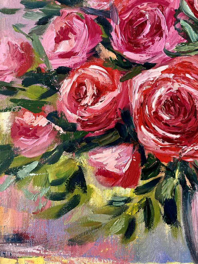 Original Abstract Floral Painting by Natalia Karapunarly