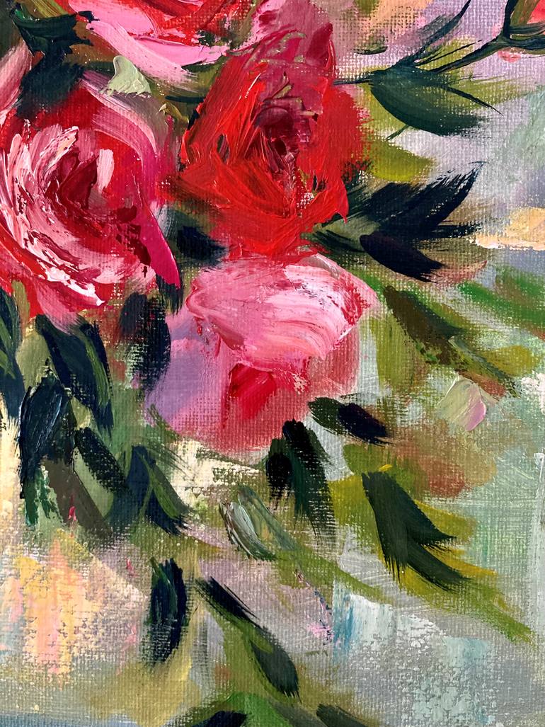 Original Abstract Floral Painting by Natalia Karapunarly