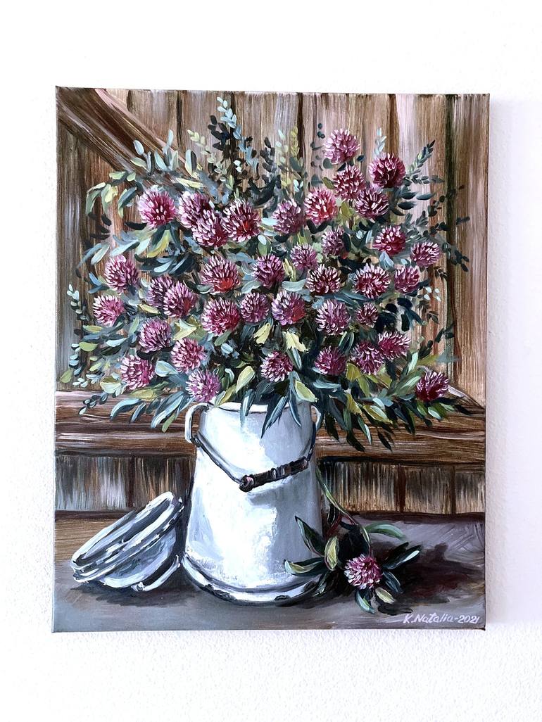 Original Art Deco Floral Painting by Natalia Karapunarly