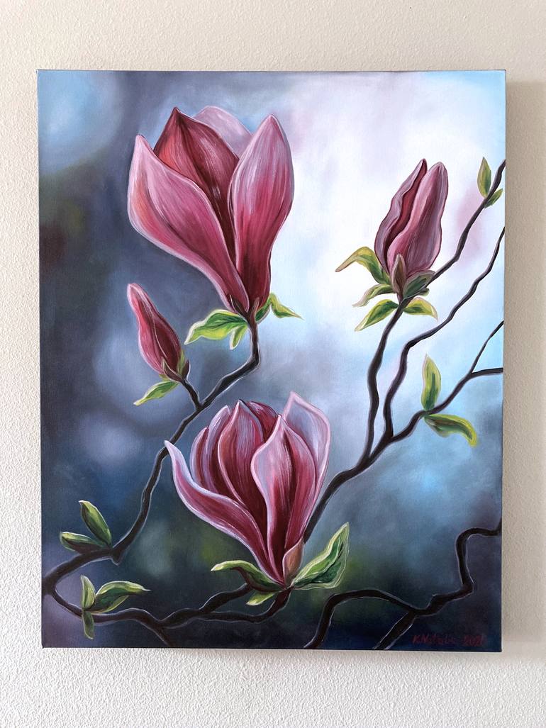 Original Abstract Floral Painting by Natalia Karapunarly