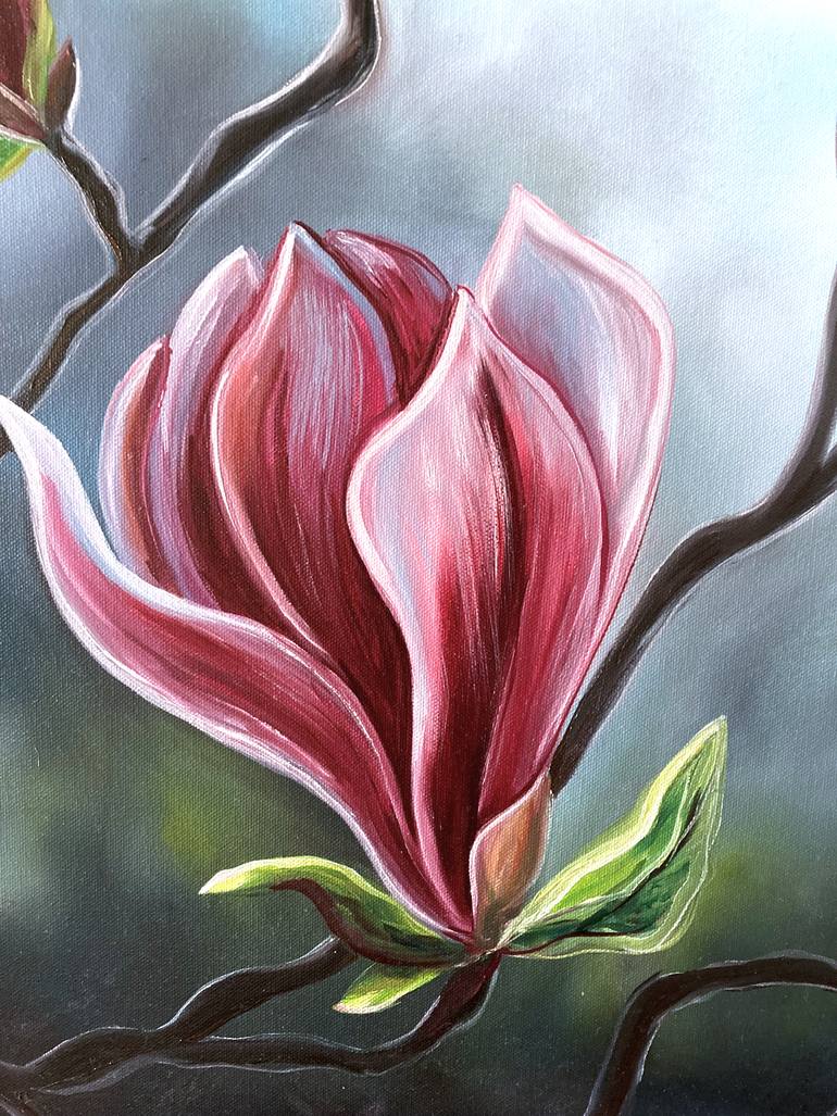 Original Abstract Floral Painting by Natalia Karapunarly