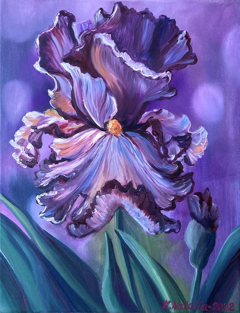 Original Art Deco Floral Painting by Natalia Karapunarly