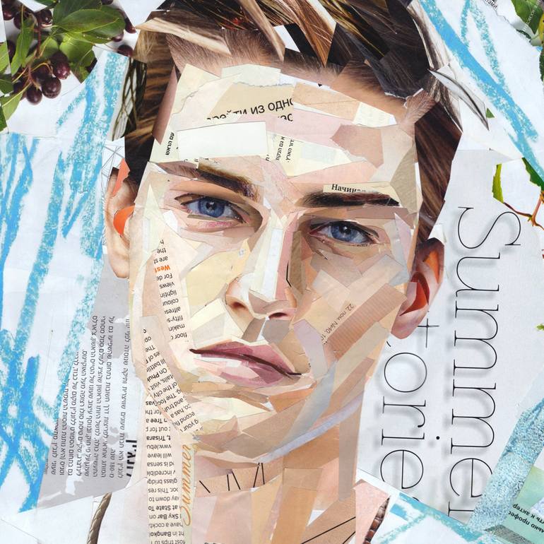 Original Expressionism Men Collage by Naomi Shalev