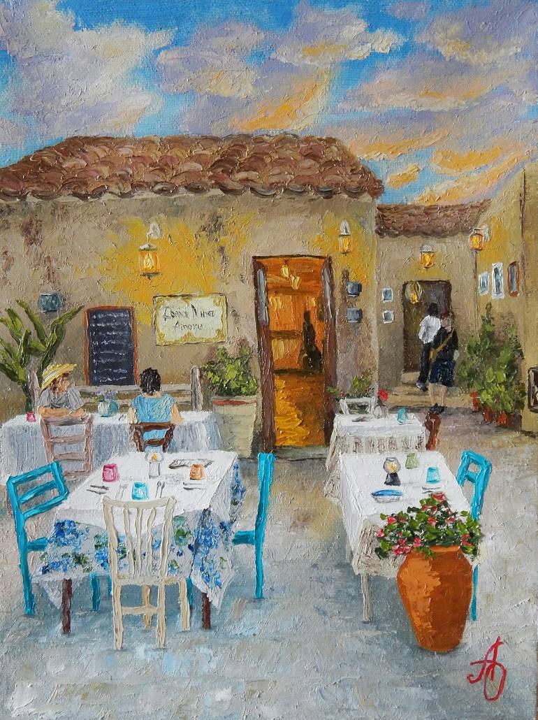 Italian Cafe Painting By Saatchi Art   5879365 HSC00001 7 