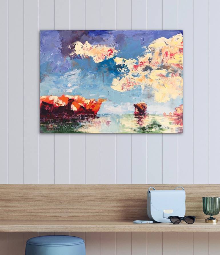 Original Abstract Seascape Painting by Julie Stepanova