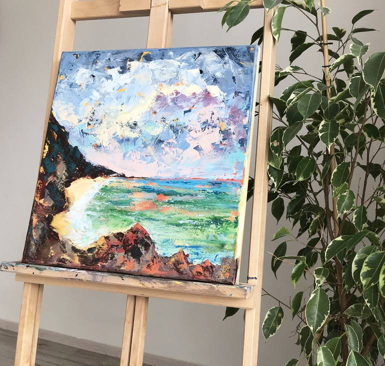 Original Expressionism Seascape Painting by Julie Stepanova