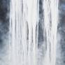 A UNTITLED large black and white waterfall oil/acrylic painting.