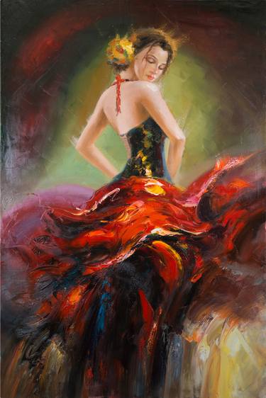 Original Impressionism Women Painting by Shawn Chen