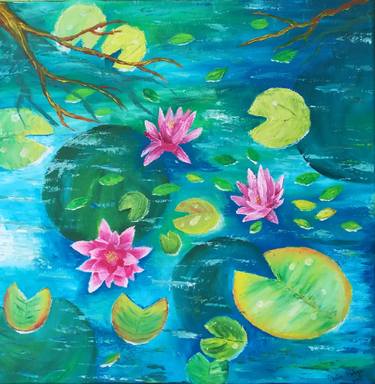 Water Lily Painting By Csata Helga Saatchi Art