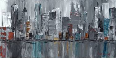 Original Abstract Expressionism Cities Painting by David Anderson