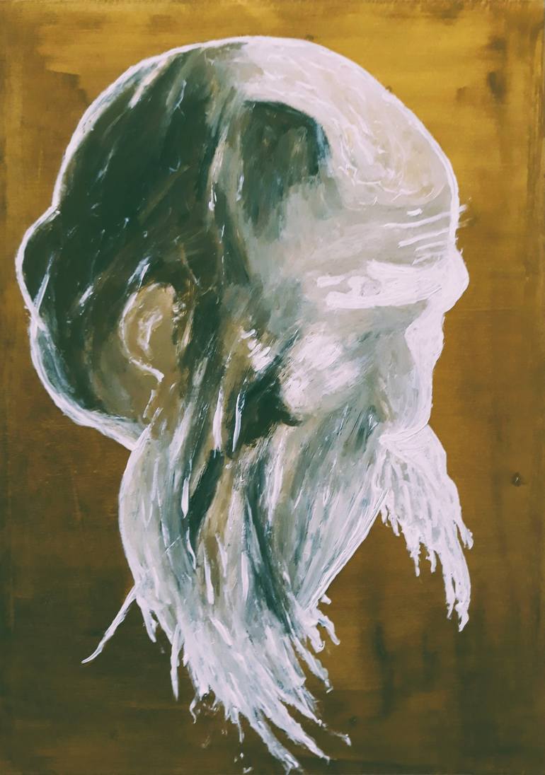 Original Abstract Painting by Don Mirakl | Abstract Art on Canvas | Head of an Old Man