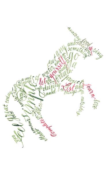 Figurative colorfull calligraphy of unicorn thumb