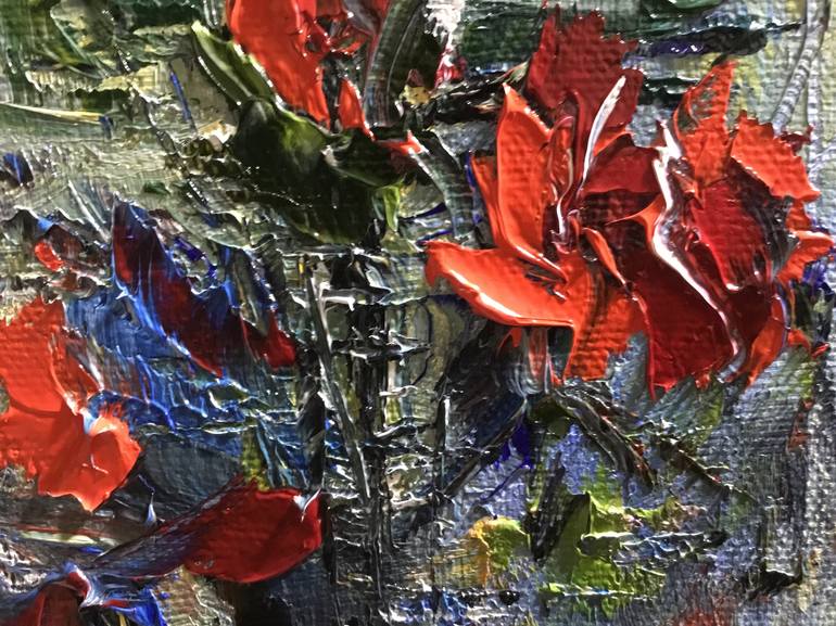 Original Abstract Expressionism Floral Painting by Volodymyr  Nezdiimynoha