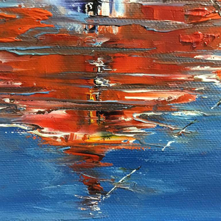 Original Abstract Expressionism Boat Painting by Volodymyr  Nezdiimynoha