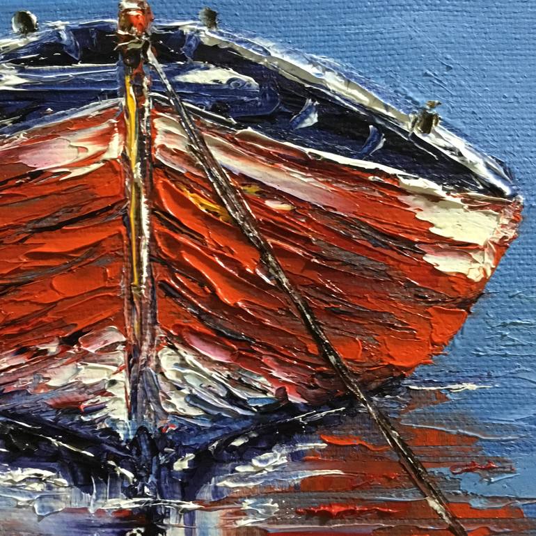 Original Abstract Expressionism Boat Painting by Volodymyr  Nezdiimynoha