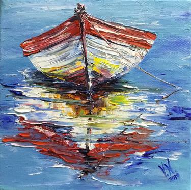 Original Abstract Expressionism Boat Paintings by Volodymyr Nezdiimynoha