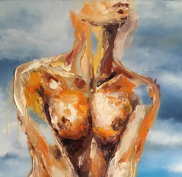 Original Figurative Nude Painting by Volodymyr  Nezdiimynoha