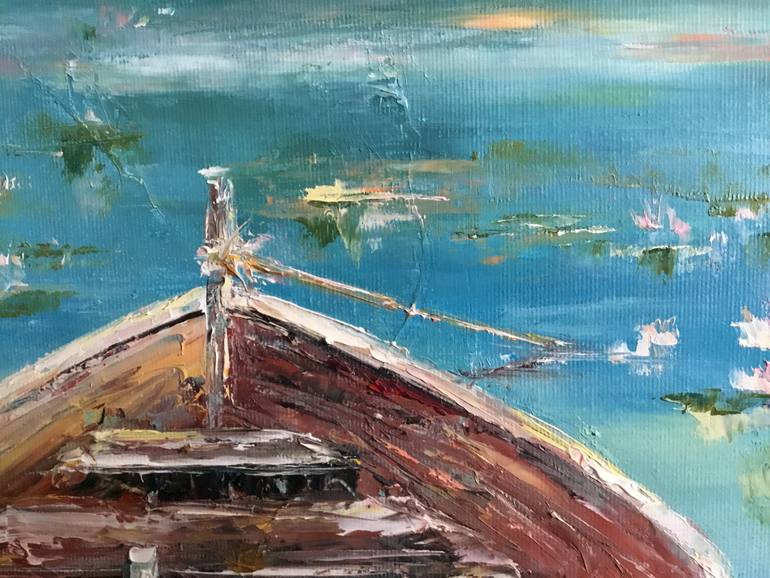 Original Impressionism Boat Painting by Volodymyr  Nezdiimynoha