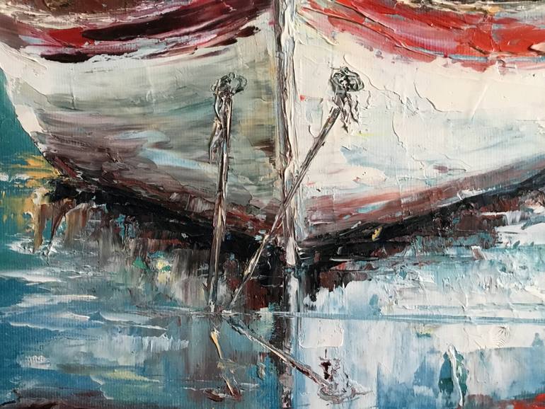 Original Impressionism Boat Painting by Volodymyr  Nezdiimynoha