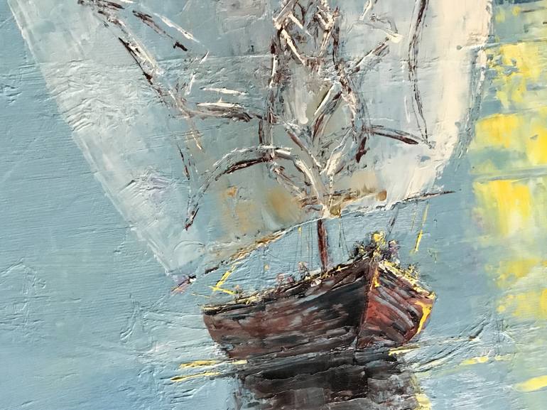 Original Fine Art Boat Painting by Volodymyr  Nezdiimynoha