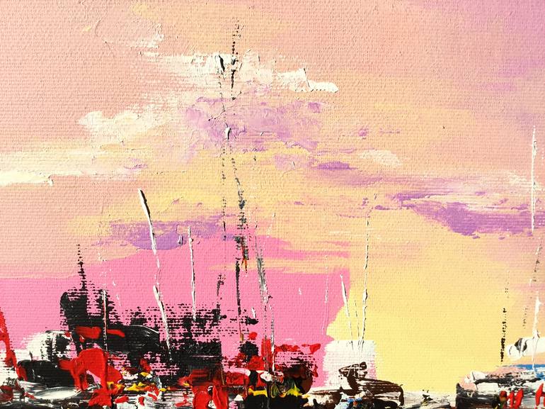 Original Abstract Sailboat Painting by Volodymyr  Nezdiimynoha