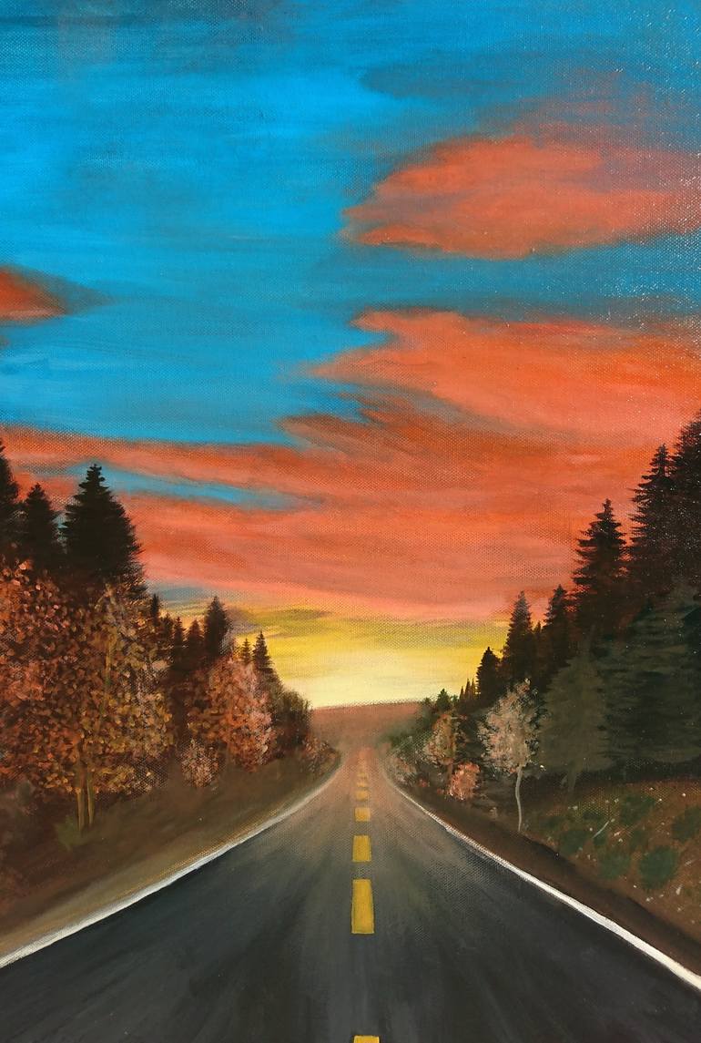 Highway Sky Painting by Kristina Lov 