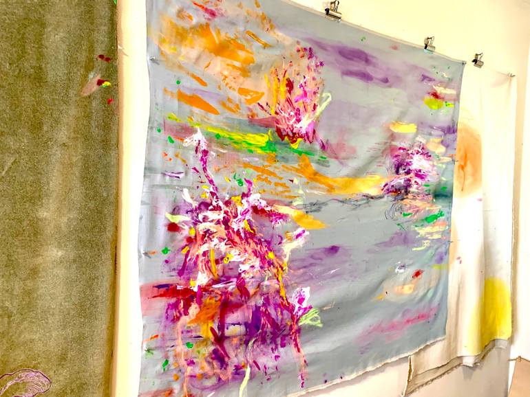 Original Abstract Floral Painting by Mika Kim