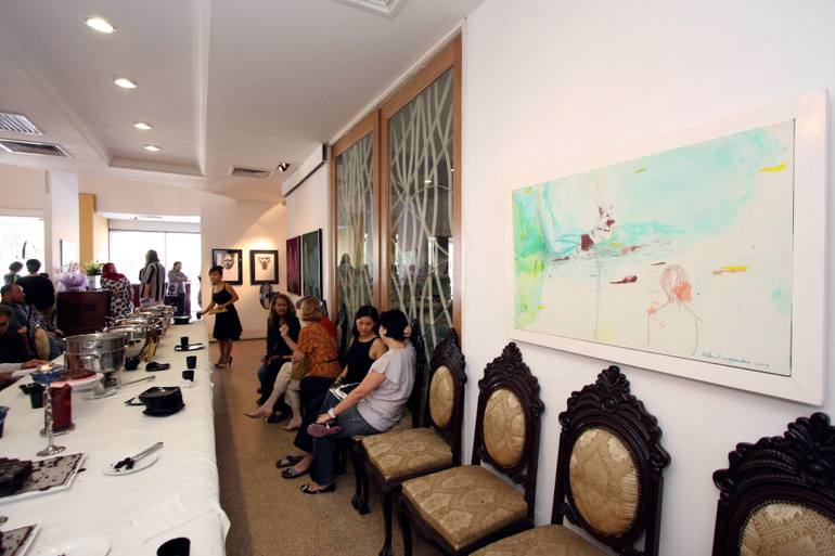 Original Abstract Dogs Painting by Mika Kim