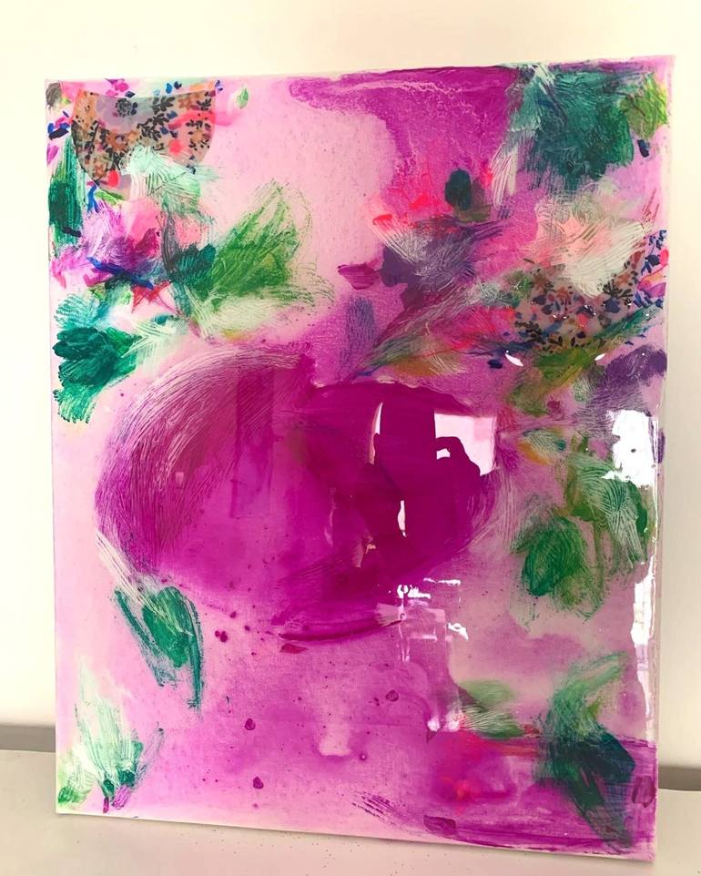 Original Abstract Floral Painting by Mika Kim