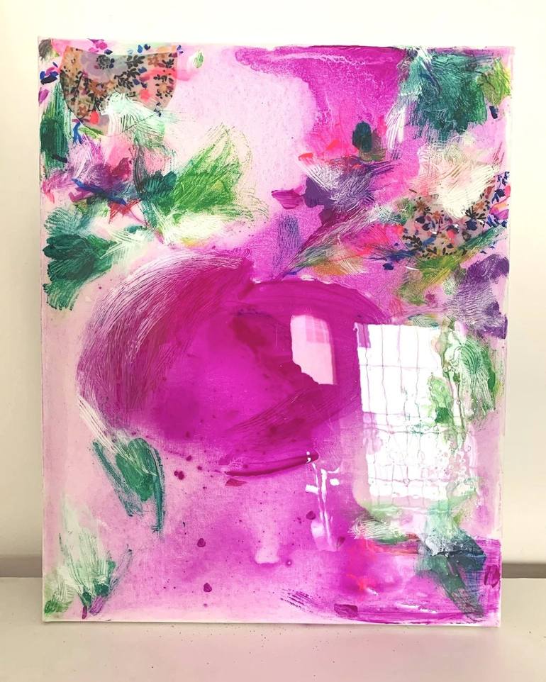 Original Abstract Floral Painting by Mika Kim