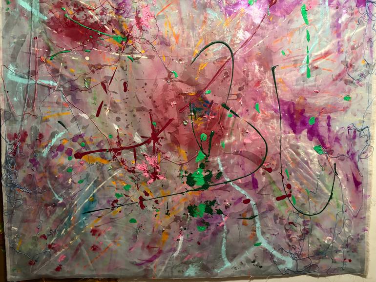 Original Abstract Floral Painting by Mika Kim