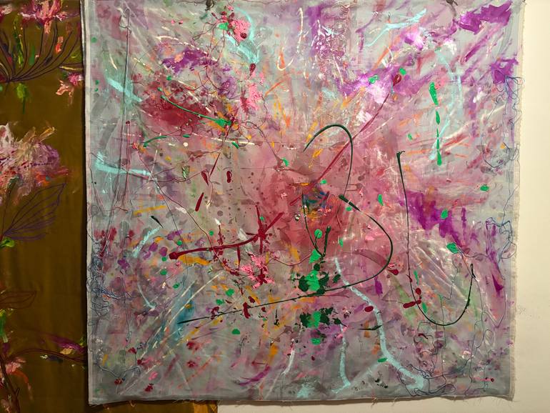 Original Abstract Floral Painting by Mika Kim