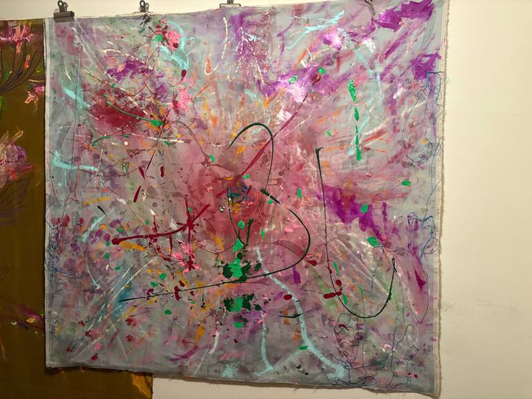 Original Abstract Floral Painting by Mika Kim