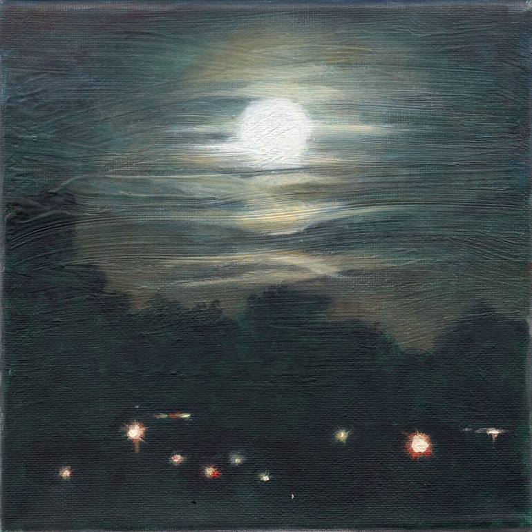 Original Landscape Painting by Rafael Gordillo | Figurative Art on Canvas | Los sonidos de la noche (Sounds in the night)