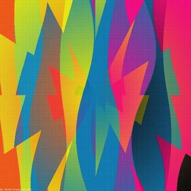 Original Abstract Geometric Mixed Media by Norka Ocopio