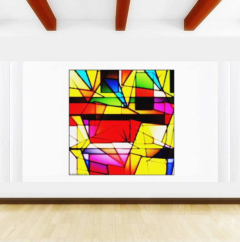 Original Abstract Geometric Mixed Media by Norka Ocopio