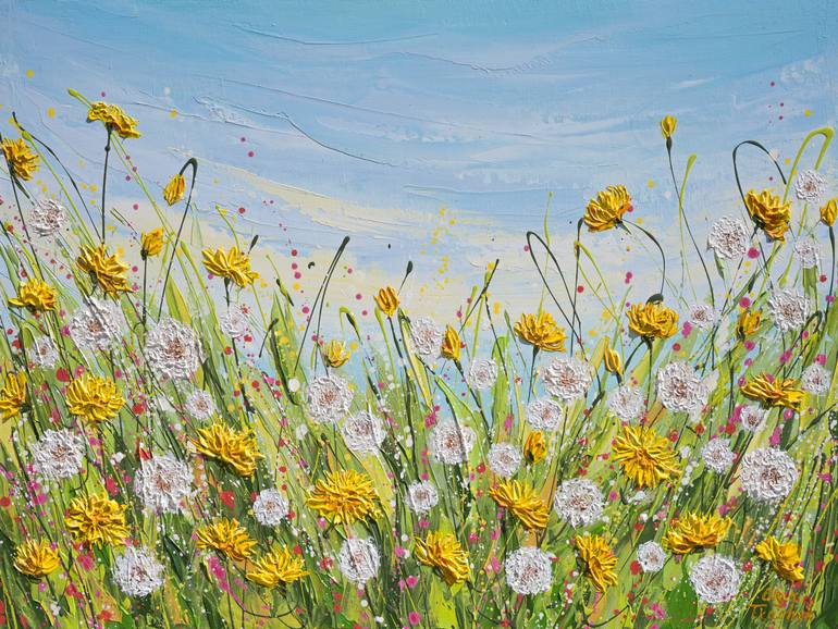 Red Poppies - Impasto Flower Landscape Painting by Olga Tkachyk