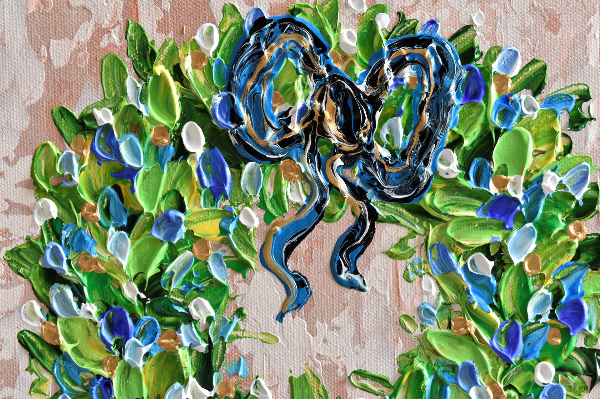 Aqua Blue Horizon - Abstract acrylic painting on canvas, palette knife art  Painting by Olga Tkachyk