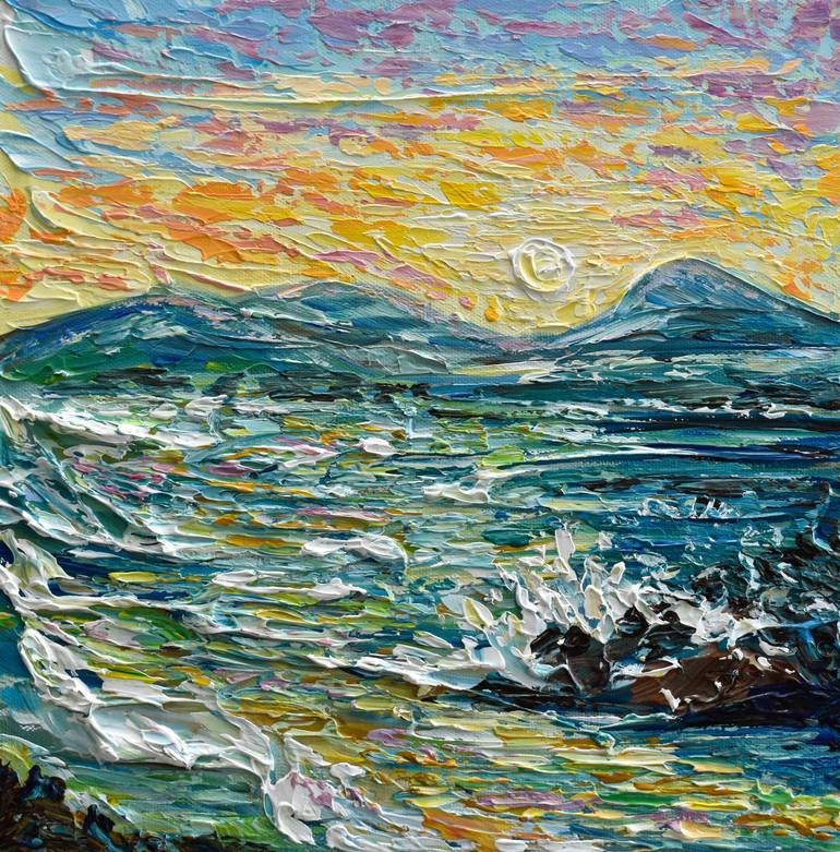 Seascape Acrylic Painting Ocean Acrylic Art Palette Knife Painting Thick  Acrylic Wall Art Wave Ocean Textured Painting 