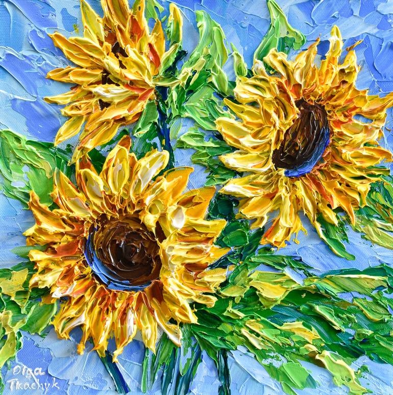 blue sunflower painting