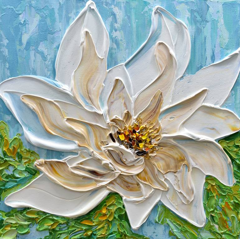 Step by Step acrylic painting on Canvas for beginners Magnolia